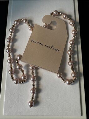 Pink Pearl and Gold Bead Necklace - Unbranded